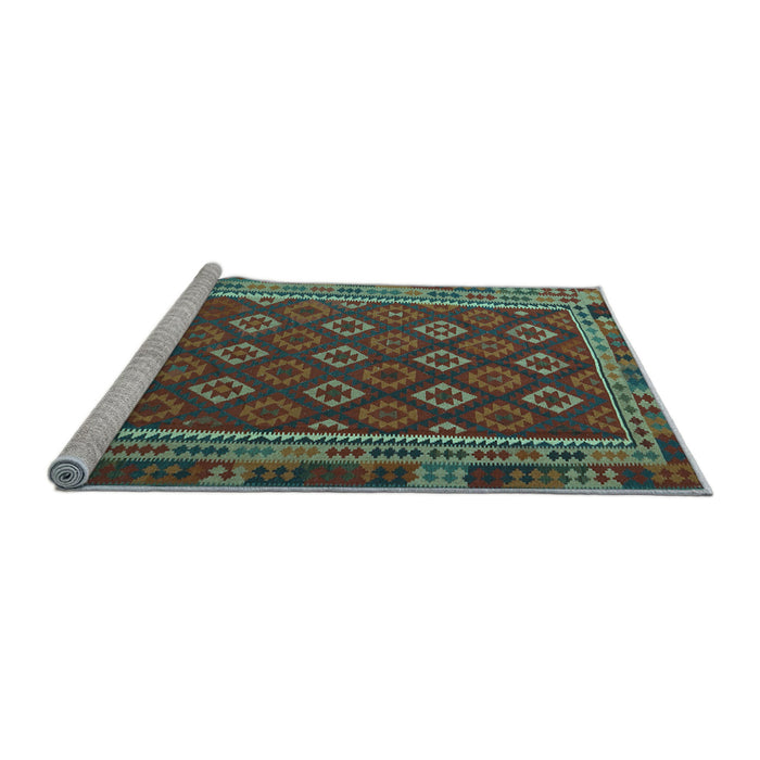 Sideview of Machine Washable Southwestern Light Blue Country Rug, wshtr3984lblu