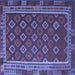 Square Machine Washable Southwestern Blue Country Rug, wshtr3984blu