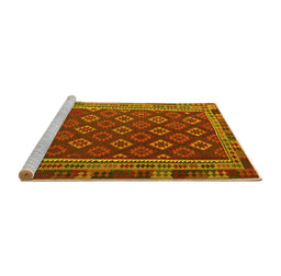 Sideview of Machine Washable Southwestern Yellow Country Rug, wshtr3984yw