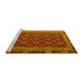 Sideview of Machine Washable Southwestern Yellow Country Rug, wshtr3984yw