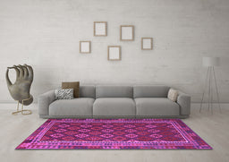 Machine Washable Southwestern Purple Country Area Rugs in a Living Room, wshtr3984pur