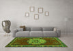 Machine Washable Persian Green Traditional Area Rugs in a Living Room,, wshtr3985grn