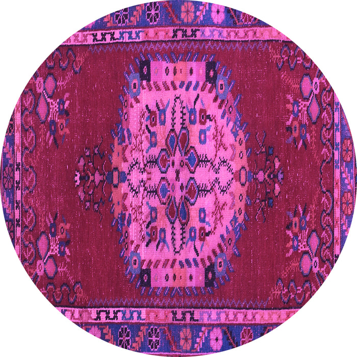 Round Machine Washable Persian Purple Traditional Area Rugs, wshtr3985pur