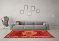 Machine Washable Persian Orange Traditional Rug, wshtr3985org