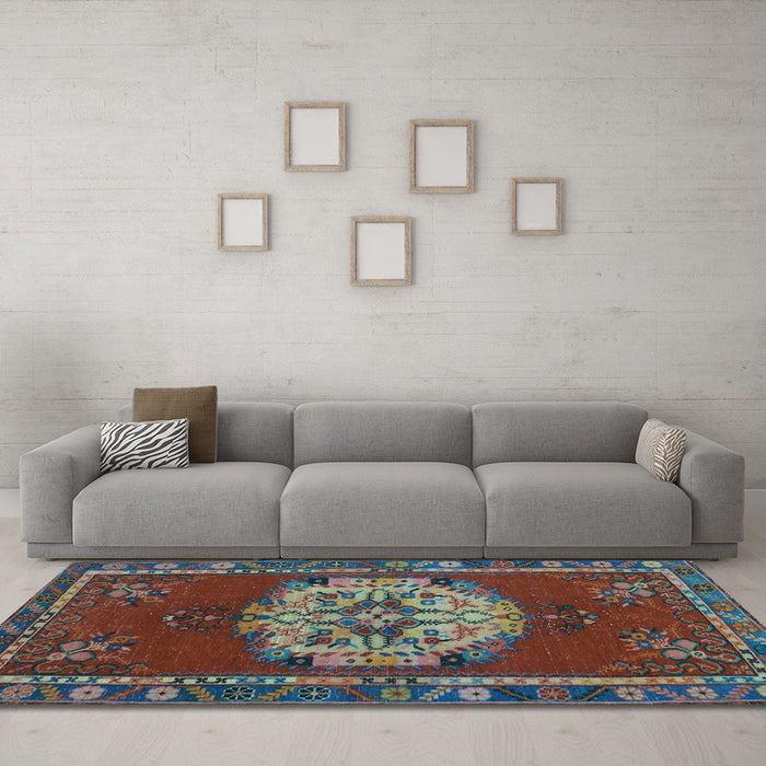 Machine Washable Persian Light Blue Traditional Rug in a Living Room, wshtr3985lblu