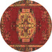 Round Persian Brown Traditional Rug, tr3985brn