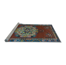 Sideview of Machine Washable Persian Light Blue Traditional Rug, wshtr3985lblu