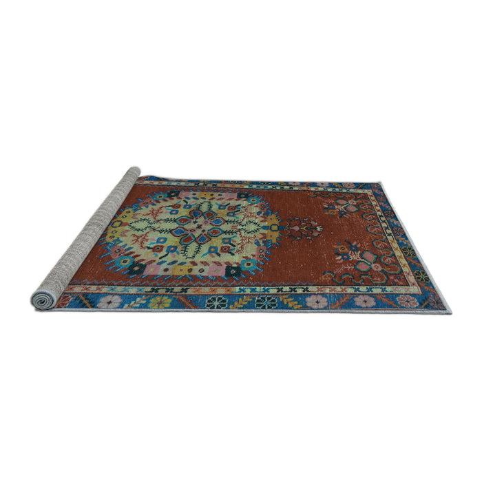 Sideview of Machine Washable Persian Light Blue Traditional Rug, wshtr3985lblu