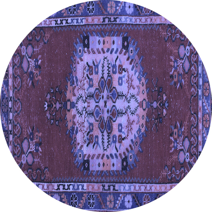 Round Persian Blue Traditional Rug, tr3985blu