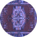 Round Persian Blue Traditional Rug, tr3985blu