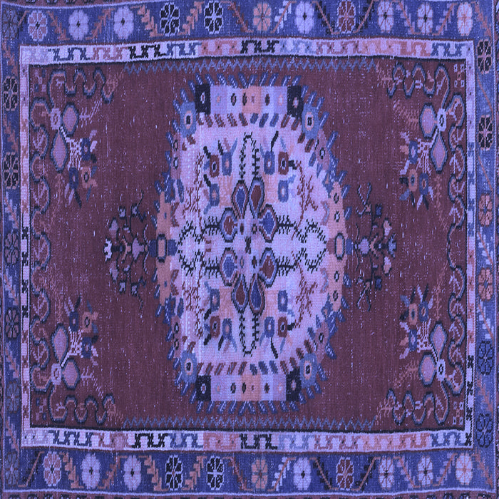 Square Machine Washable Persian Blue Traditional Rug, wshtr3985blu