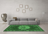 Machine Washable Persian Emerald Green Traditional Rug, wshtr3985emgrn