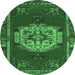 Round Persian Emerald Green Traditional Rug, tr3985emgrn