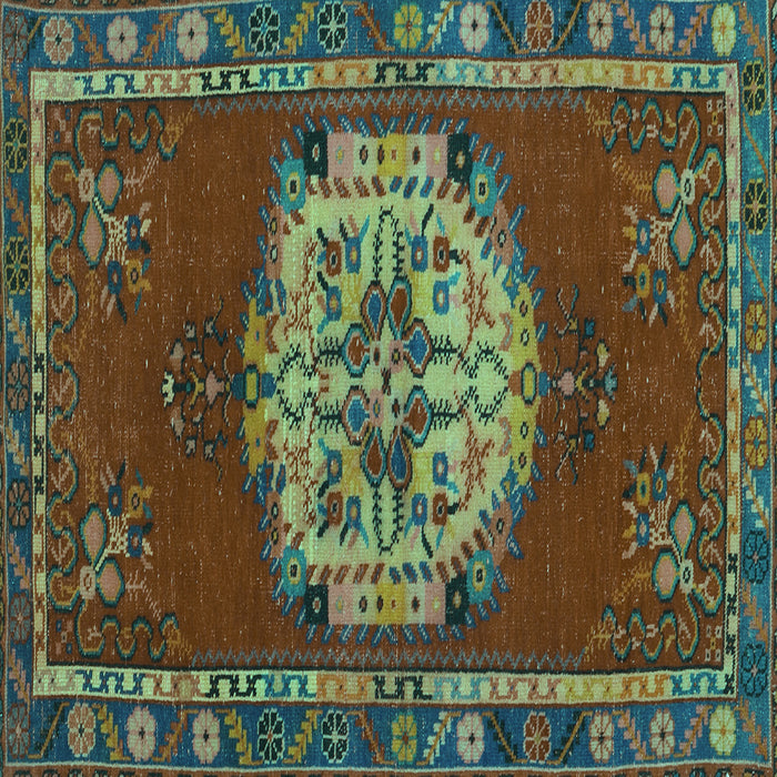 Square Persian Turquoise Traditional Rug, tr3985turq