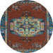 Round Machine Washable Persian Light Blue Traditional Rug, wshtr3985lblu