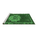 Sideview of Machine Washable Persian Emerald Green Traditional Area Rugs, wshtr3985emgrn