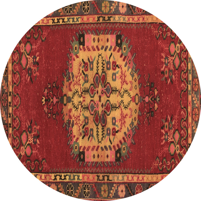 Round Machine Washable Persian Brown Traditional Rug, wshtr3985brn