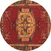 Round Machine Washable Persian Brown Traditional Rug, wshtr3985brn