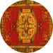 Round Persian Yellow Traditional Rug, tr3985yw