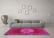 Machine Washable Persian Pink Traditional Rug in a Living Room, wshtr3985pnk