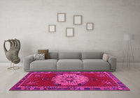 Machine Washable Persian Pink Traditional Rug, wshtr3985pnk