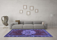 Machine Washable Persian Blue Traditional Rug, wshtr3985blu