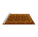 Sideview of Machine Washable Southwestern Yellow Country Rug, wshtr3986yw