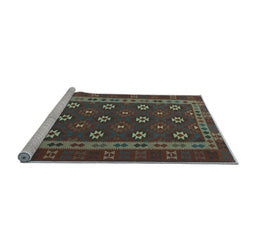 Sideview of Machine Washable Southwestern Light Blue Country Rug, wshtr3986lblu