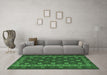Machine Washable Southwestern Emerald Green Country Area Rugs in a Living Room,, wshtr3986emgrn