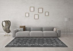 Machine Washable Southwestern Gray Country Rug in a Living Room,, wshtr3986gry