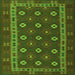 Round Machine Washable Southwestern Green Country Area Rugs, wshtr3986grn