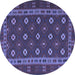 Round Southwestern Blue Country Rug, tr3986blu