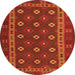 Machine Washable Southwestern Orange Country Area Rugs, wshtr3986org