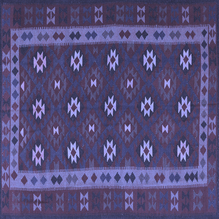 Square Machine Washable Southwestern Blue Country Rug, wshtr3986blu