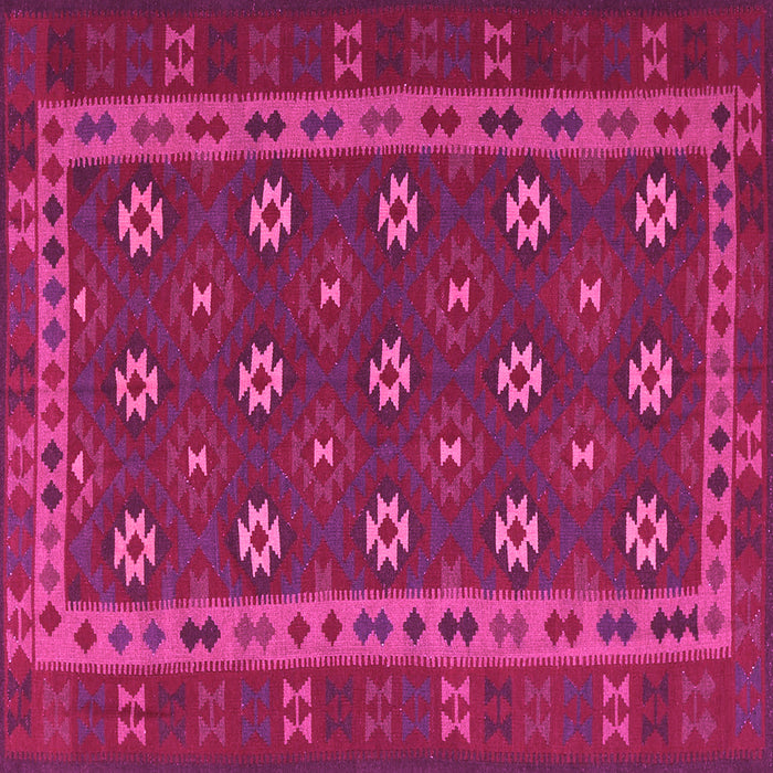 Square Machine Washable Southwestern Pink Country Rug, wshtr3986pnk