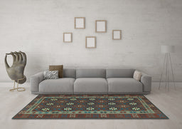 Machine Washable Southwestern Light Blue Country Rug in a Living Room, wshtr3986lblu