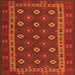 Round Machine Washable Southwestern Orange Country Area Rugs, wshtr3986org