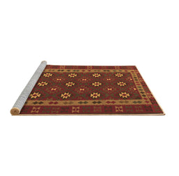 Sideview of Machine Washable Southwestern Brown Country Rug, wshtr3986brn