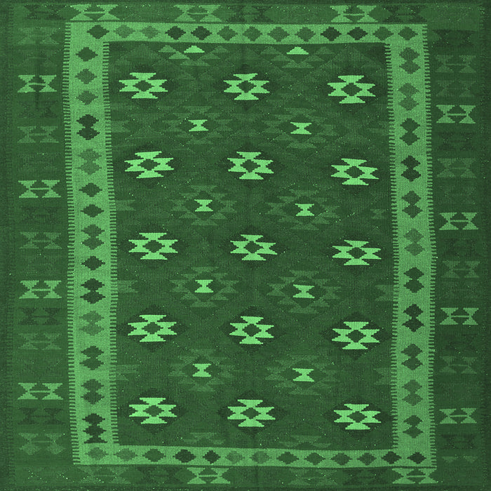 Square Southwestern Emerald Green Country Rug, tr3986emgrn