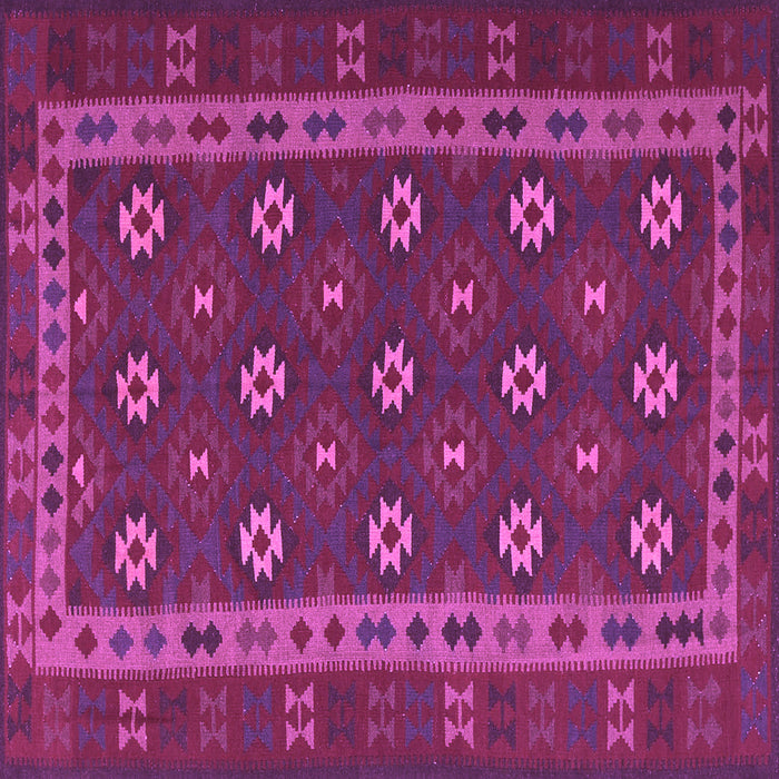 Square Machine Washable Southwestern Purple Country Area Rugs, wshtr3986pur