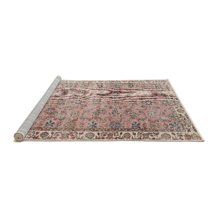 Sideview of Machine Washable Traditional Dark Gold Brown Rug, wshtr3987