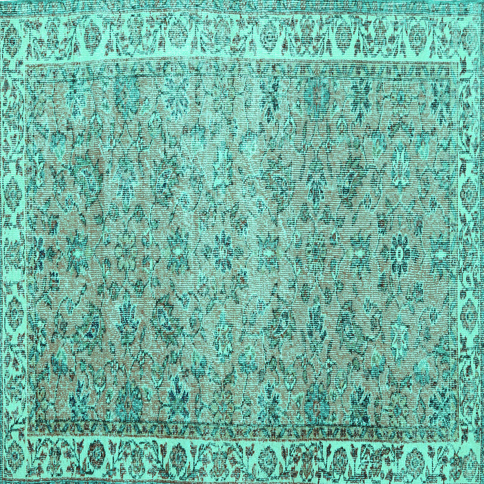 Square Persian Turquoise Traditional Rug, tr3987turq