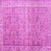 Square Machine Washable Persian Pink Traditional Rug, wshtr3987pnk