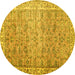 Round Persian Yellow Traditional Rug, tr3987yw