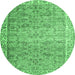 Round Persian Emerald Green Traditional Rug, tr3987emgrn
