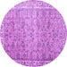 Round Machine Washable Persian Purple Traditional Area Rugs, wshtr3987pur