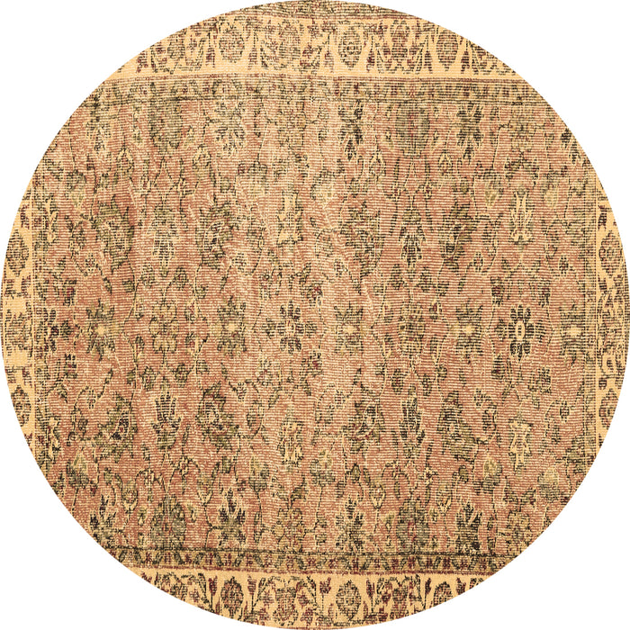 Round Persian Brown Traditional Rug, tr3987brn