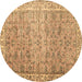 Round Persian Brown Traditional Rug, tr3987brn
