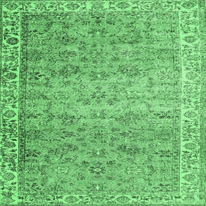 Square Machine Washable Persian Emerald Green Traditional Area Rugs, wshtr3987emgrn