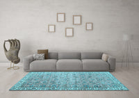 Machine Washable Persian Light Blue Traditional Rug, wshtr3987lblu